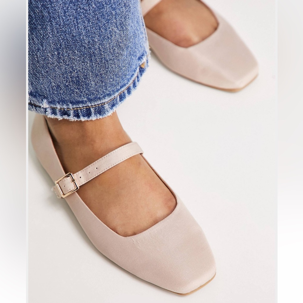 NWT asos design Lottie Mary Jane ballet flats in blush US8